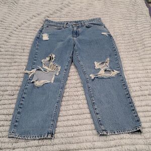 Medium wash hi-rise distressed Carmar jeans size 27